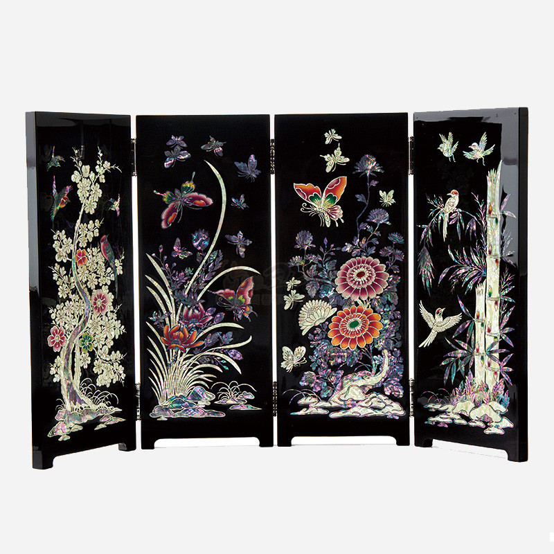 사군자 나전칠기 4폭병풍