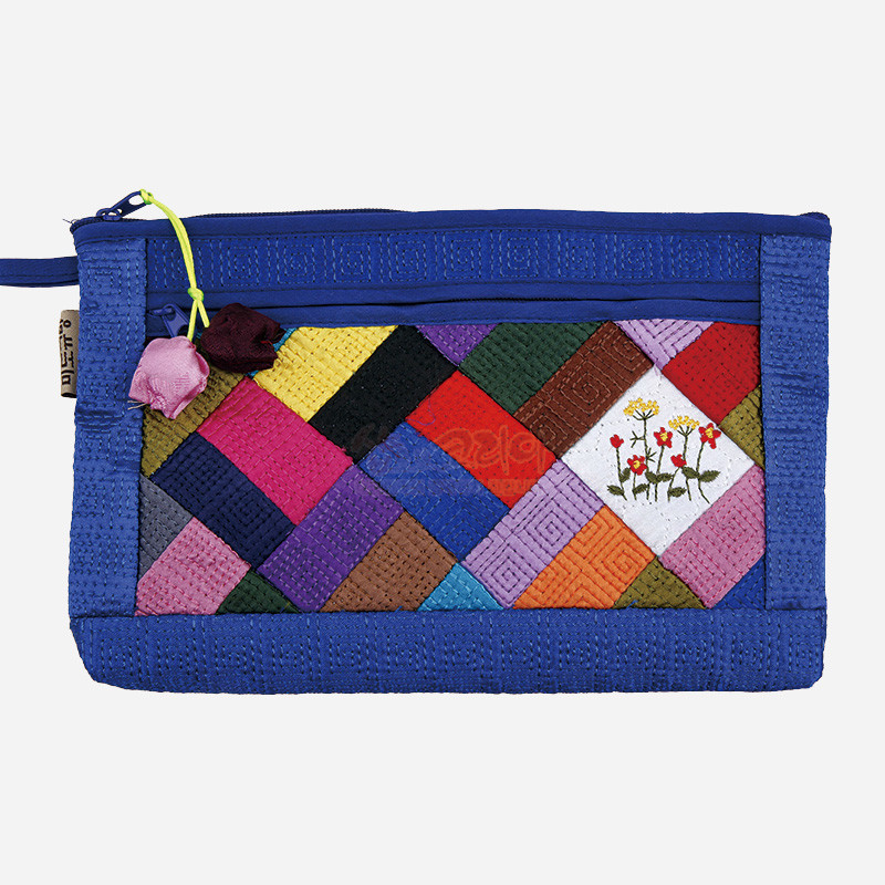 누비 조각보파우치-청색