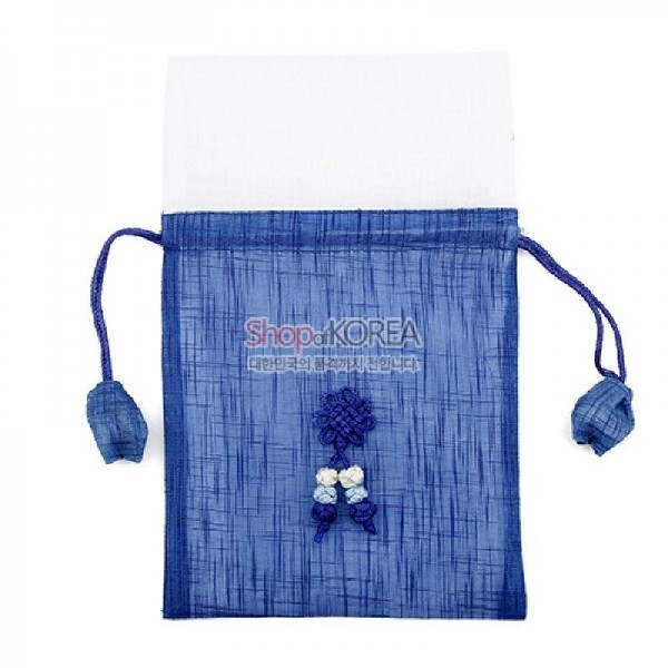 복을 담은 모시 주머니 (소)-청색 - 아름다운 모시 매듭주머니