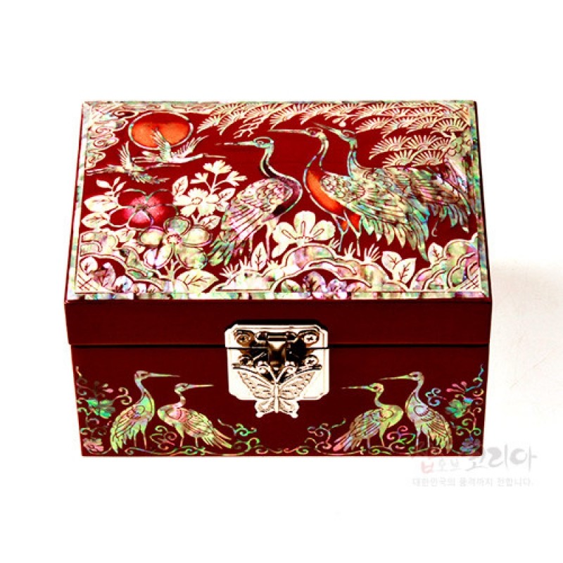 나전 직보석함-송학[적]