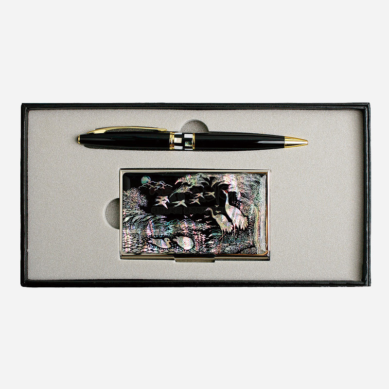 명함케이스와 볼펜 2종세트–송학 - 실속넘치는 명함케이스 볼펜세트