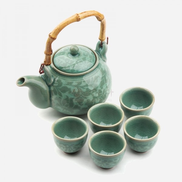 청자 주전자세트-백목단 - 전통의 멋이 살아있는 5인주기세트