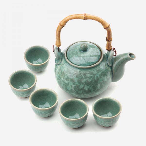 청자 주전자세트-백목단 - 전통의 멋이 살아있는 5인주기세트