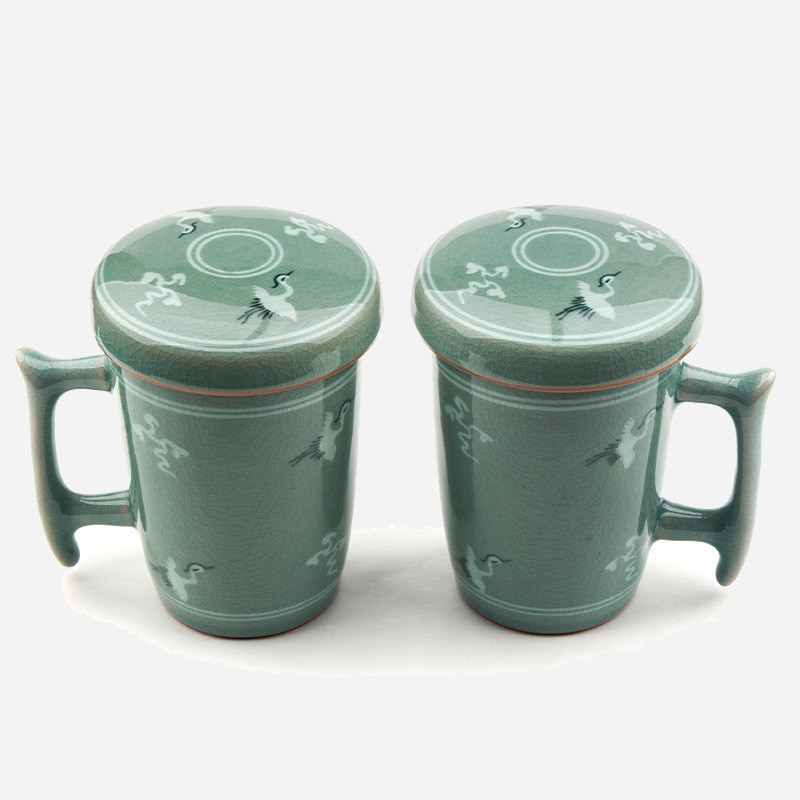 청자- 운학 큰머그세트