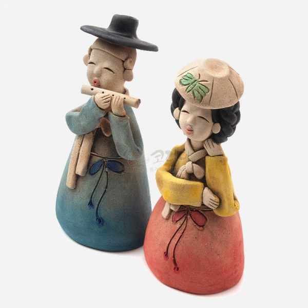 황토인형-선비와 어우동 - 황토로 구워내 채색한,도자기 기법의 전통인형