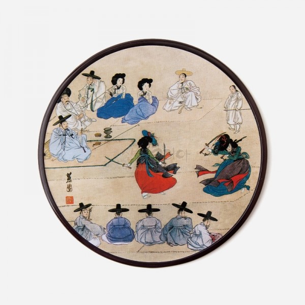 전통컵받침-신윤복 - 신윤복 대표 작품이 담겨 있는 컵받침