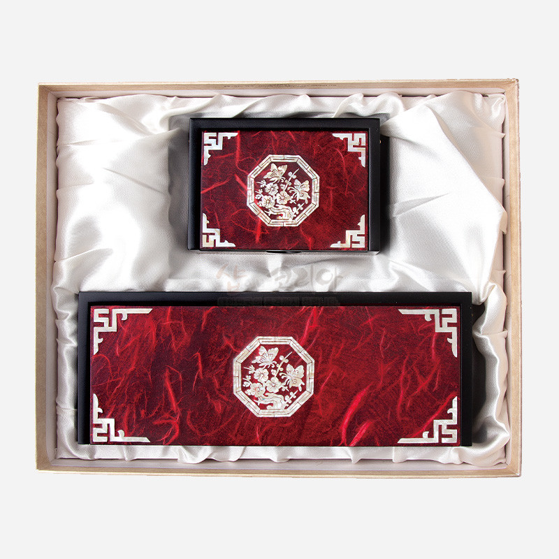 한지자동함세트-적매화(필함,명함함)