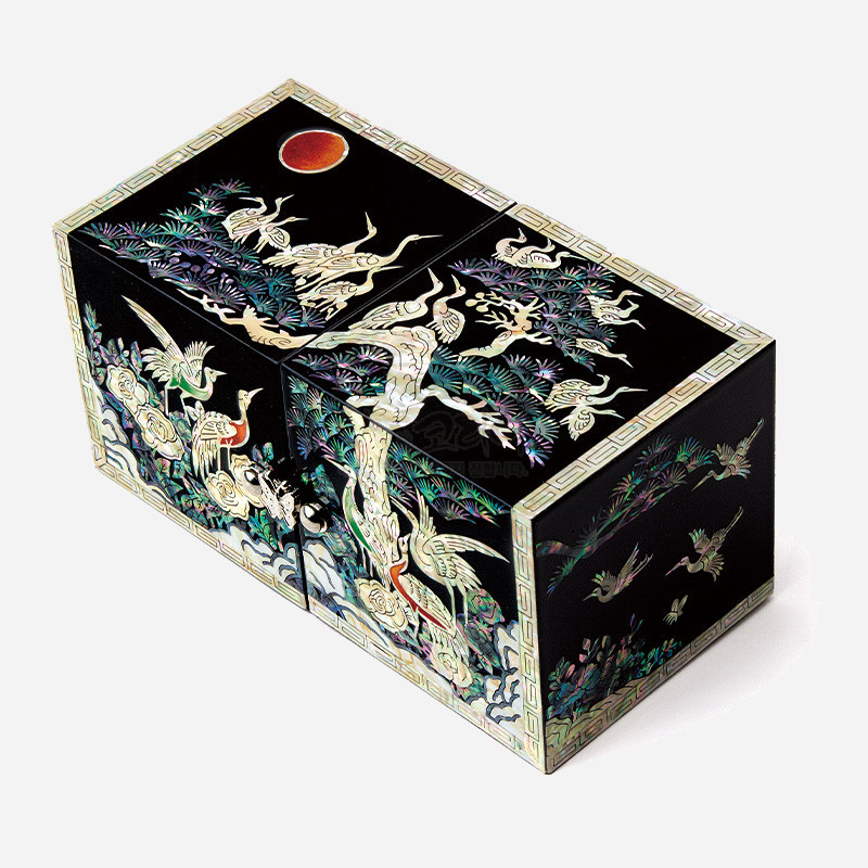 나전칠기 쌍합- 송학도