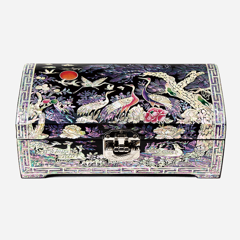 나전칠기 자개굴림보석함-송학