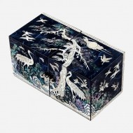 한지 나전칠기 자개쌍합 송학(청색)