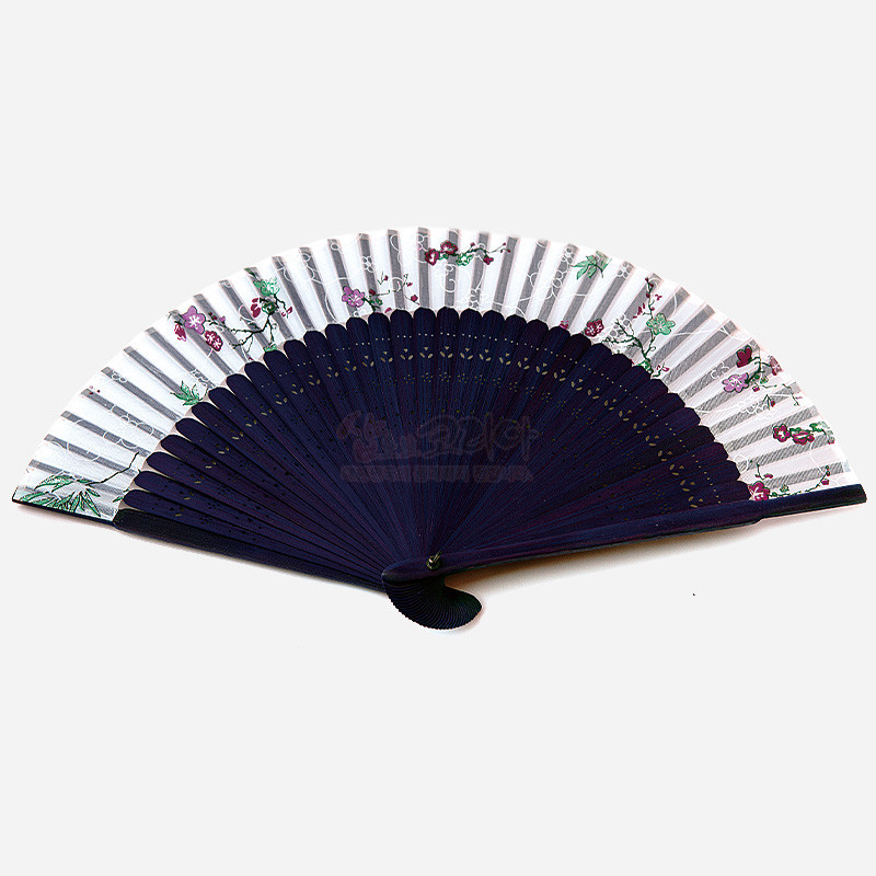 작은 실크수공부채-매화