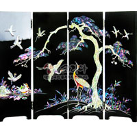 자개병풍 송학 의닮 흑색