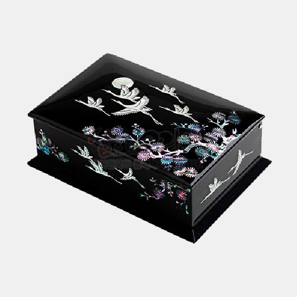 흑전 나전칠기 명함함 - 학 - 자개로 장식된 고급 명함함