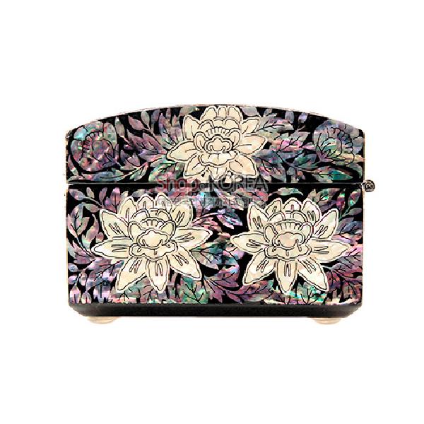 수작(秀作) 직굴림보석함小-채색목단[흑] - 화려한 자개가 돋보이는 보석함