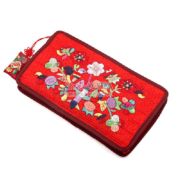 수사각파우치-적색 - 매듭이 예쁜 누비파우치