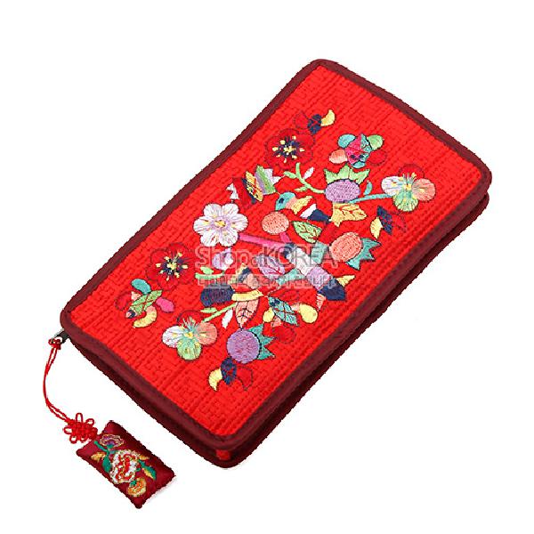 수사각파우치-적색 - 매듭이 예쁜 누비파우치