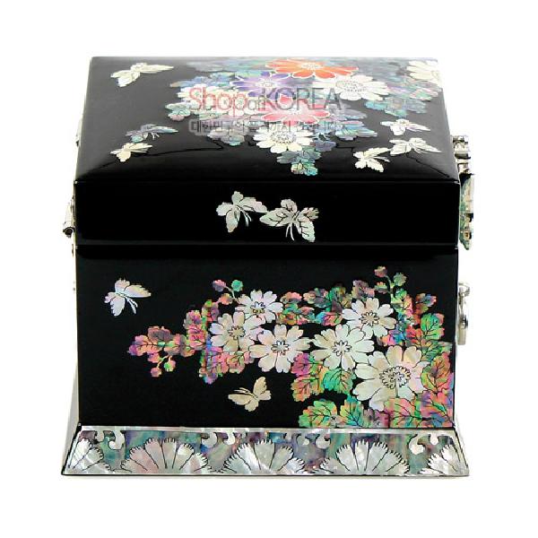 1단서랍보석함-꽃나비(흑) - 1단 서랍이 있는 고급보석함