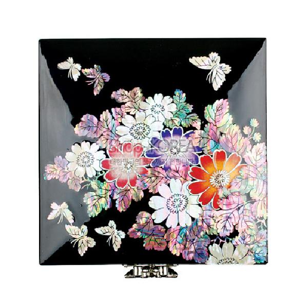 1단서랍보석함-꽃나비(흑) - 1단 서랍이 있는 고급보석함