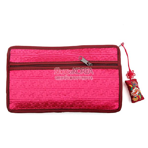 수사각파우치-분홍 - 매듭이 예쁜 누비파우치