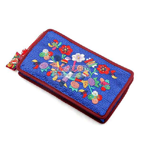 수사각파우치-청색 - 매듭이 예쁜 누비파우치