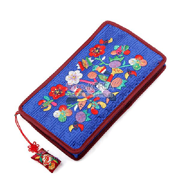 수사각파우치-청색 - 매듭이 예쁜 누비파우치