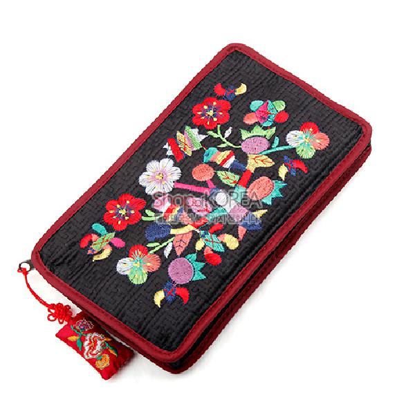 수사각파우치-흑색 - 매듭이 예쁜 누비파우치