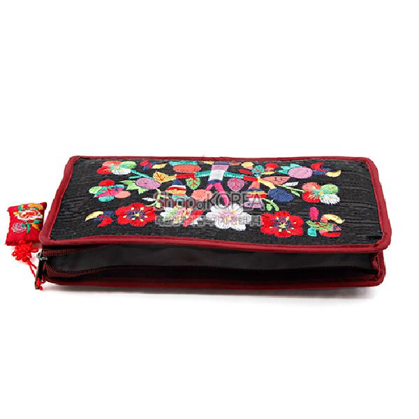 수사각파우치-흑색 - 매듭이 예쁜 누비파우치