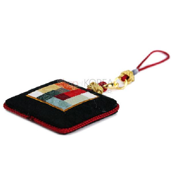조각보 작은열쇠고리[흑색] - 조각보 무늬를 활용한 거울핸드폰고리