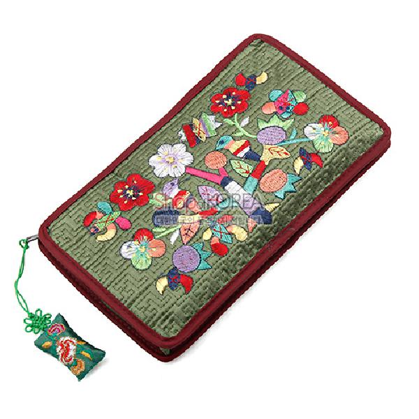 수사각파우치-녹색 - 매듭이 예쁜 누비파우치